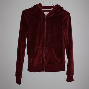 Hollister Red Velvet Zip Up Hoodie